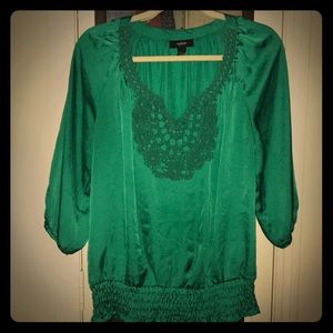 Alfani Green Peasant Style Blouse